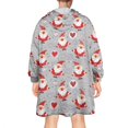 thumbnail image 2 of Wearable Oversized Blanket,Gray Christmas Santa Pattern Wearable Blanket Hoodie for Adults,Cozy Hooded Blankets with Super Pockets,Super Warm Fuzzy Pullover for Women & Men, 2 of 6