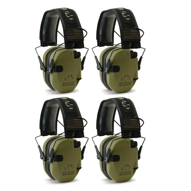 Walker's Razor Slim Electronic Shooting Muffs 4Pack, OD Green American Flag