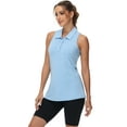 thumbnail image 3 of Xidunhg Women's Sleeveless Tank Top Golf Polo Shirts Summer Sports Athletic Fashionable Workwear-Quick Dry Light Blue 2XL, 3 of 8