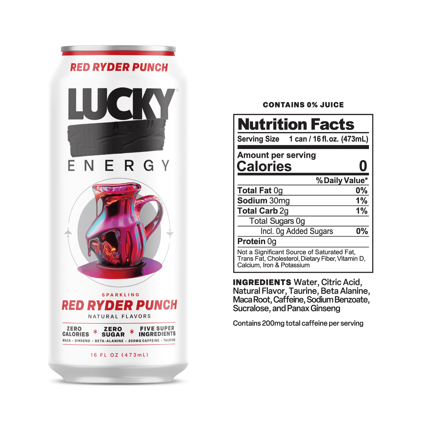 Lucky Energy Sugar Free Energy Drinks 16 fl oz Cans (10-pack