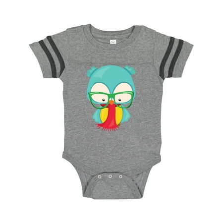 

Inktastic Hipster Owl Owl With Glasses Scarf Blue Owl Gift Baby Boy or Baby Girl Bodysuit
