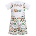 thumbnail image 3 of FYMNSI Toddler Boys Clothes Animal Print Romper Suspenders Shorts Set Baby Boy 2 Piece Outfit 12-18 Months, 3 of 8