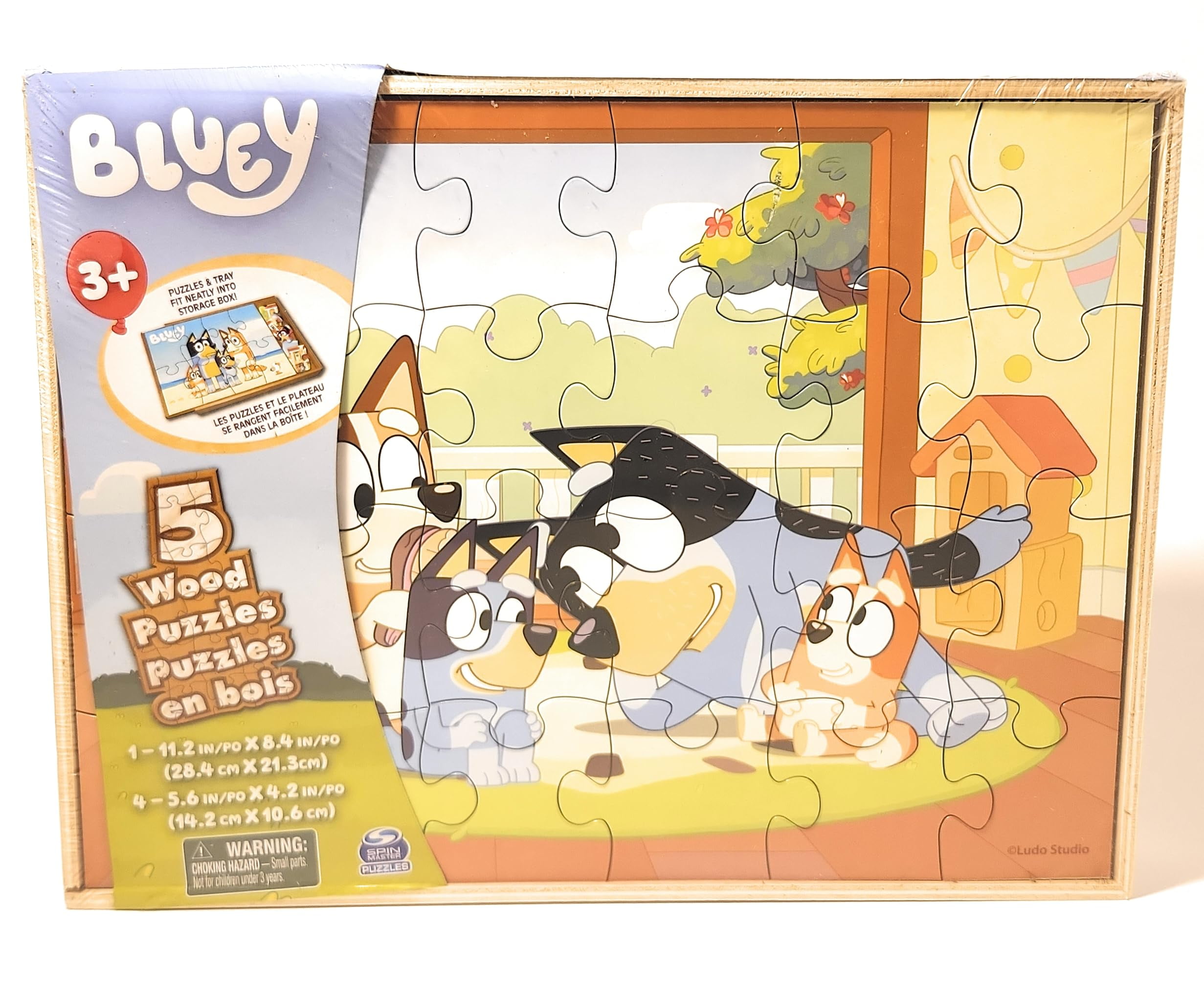 Paquete de rompecabezas de madera Bluey con caja de almacenamiento y ...