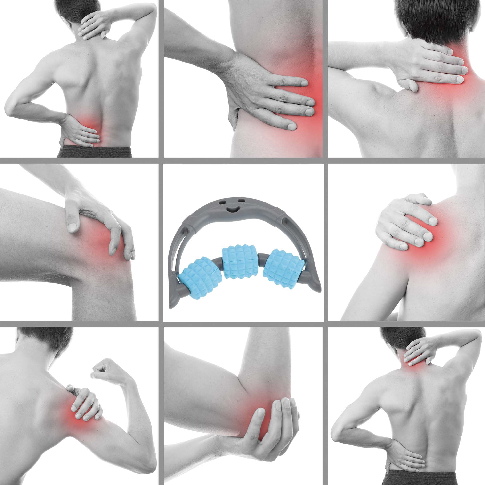 Unique Bargains 1 Pc 3-Round Massage Stick for Muscle Ease Blue