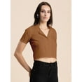 thumbnail image 2 of Moomaya Womens Solid Crop Shirt, Short Sleeves, Buttoned Shot Top, 2 of 8