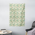 thumbnail image 1 of Abstract Tapestry, Silhouette of Monarch Butterfly on Dotted Swirls Palm Leaves, Wall Hanging for Bedroom Living Room Dorm Decor, 40W X 60L Inches, Teal Green Brown Yellow Green, by Ambesonne, 1 of 2