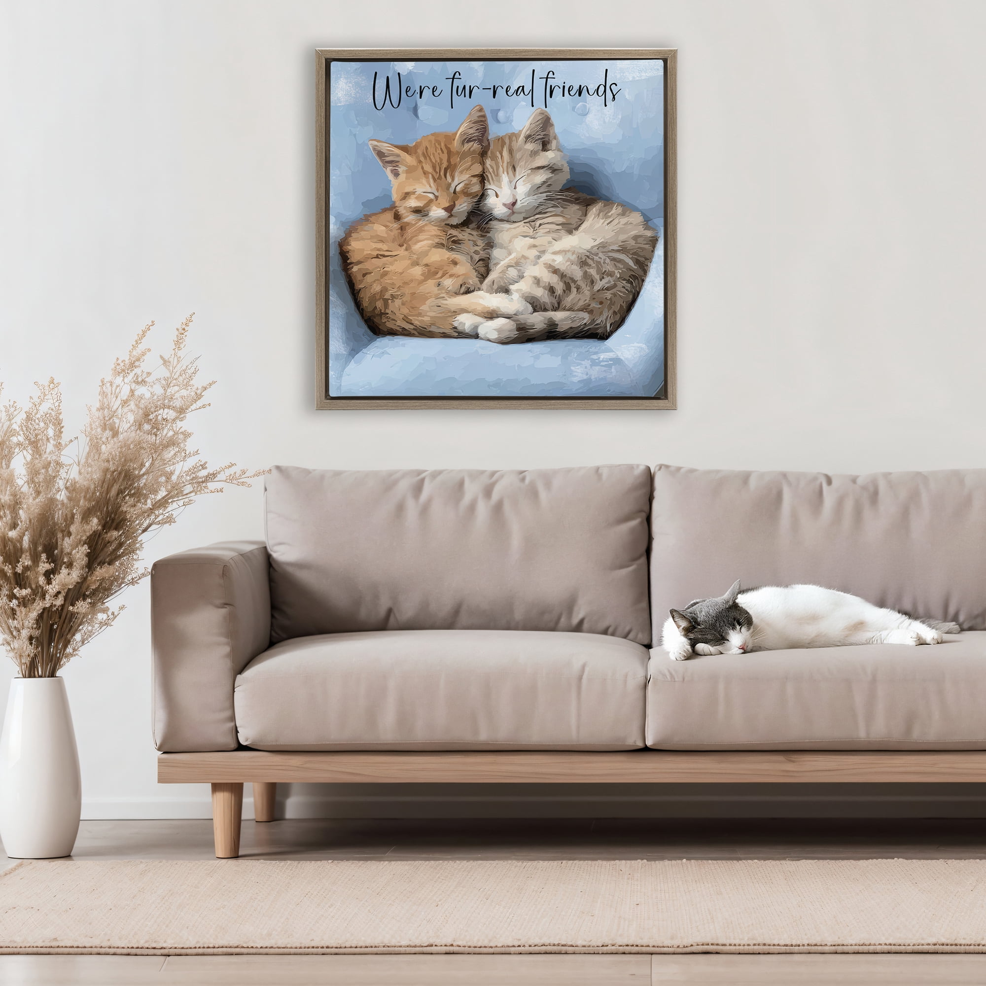 Stupell Industries We're Fur-Real Friends Brown Framed Floater Canvas Wall Art, design by Kim Curinga