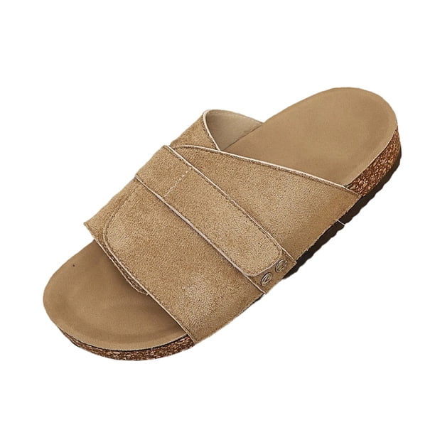 Cork Footbed Open Toe Slides, 2026 Flat Slides for Women  display picture 3