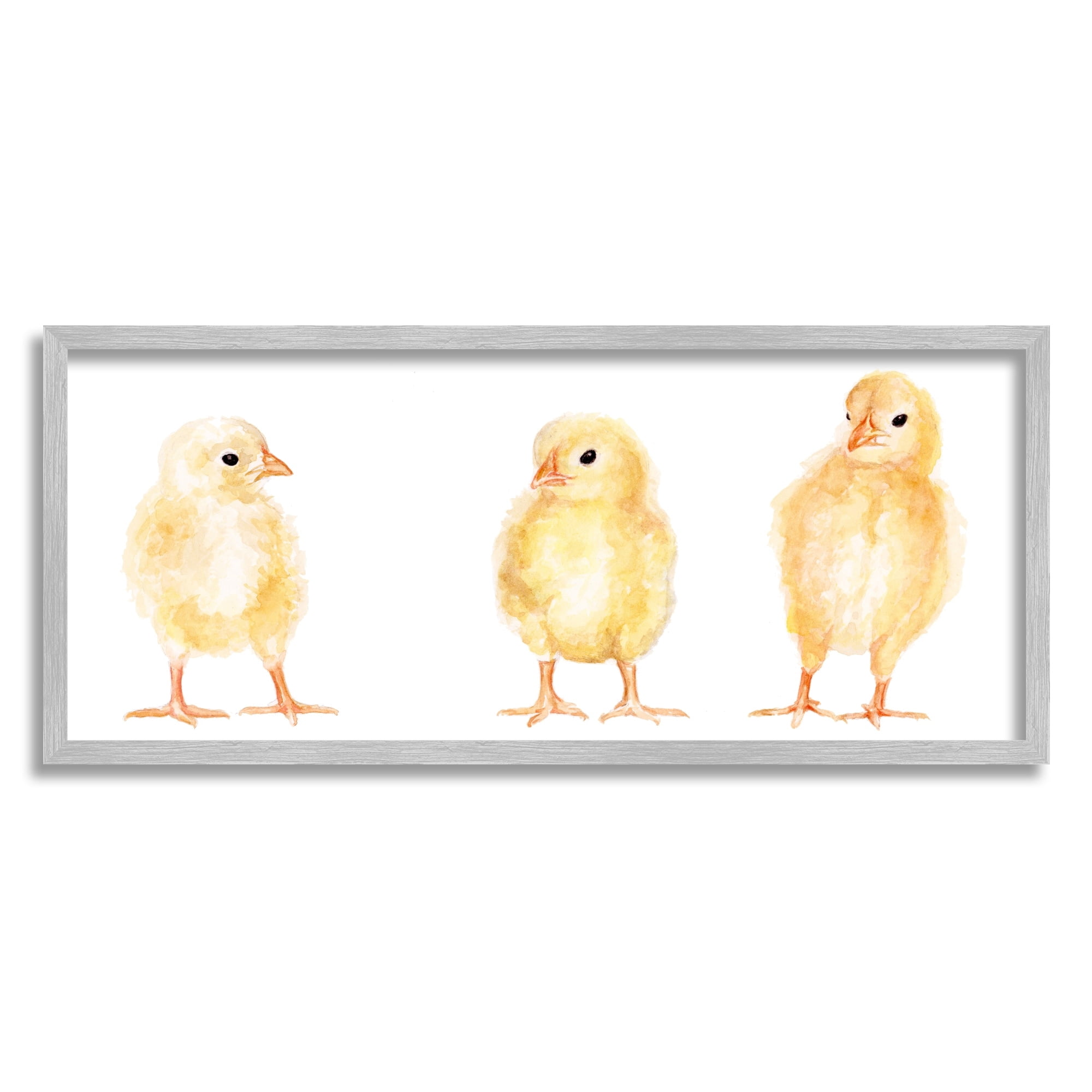 Stupell Industries Baby Chick Trio Watercolor Portrait Kids' Wild Animals, 30 x 13,Design by Fox Hollow Studios