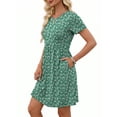 thumbnail image 3 of MOSHU Dresses for Women Crewneck Short Sleeves Women Dresses Casual A-Line Midi Dress with Pockets, 3 of 8