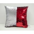 thumbnail image 4 of Decorative Sequin Throw Pillow 17x17 Inch, Comfortable Fill For Living Room, Couch, Bedroom, Fun Mermaid Reversible Style RED / GRAY, 4 of 5