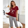 thumbnail image 4 of MyFav Women's Capri Pajama Sets Plus Size Sleepwear Top with Capri Pants 2 Piece Loungewear Set,XL, 4 of 7