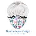 thumbnail image 4 of Shower Caps,Pioneer Flower Floral Print Pattern Waterproof Shower Cap for Women 4 Pieces,Double Reusable Hair Cover for Shower PEVA Elastic Stretch Hem, 4 of 7