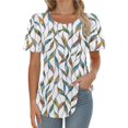 thumbnail image 1 of Camisetas AURUZA para mujer, mangas cortas, elegantes, informales, plisadas, camisas de verano, con cuello redondo, túnicas, a la moda, 1 of 7