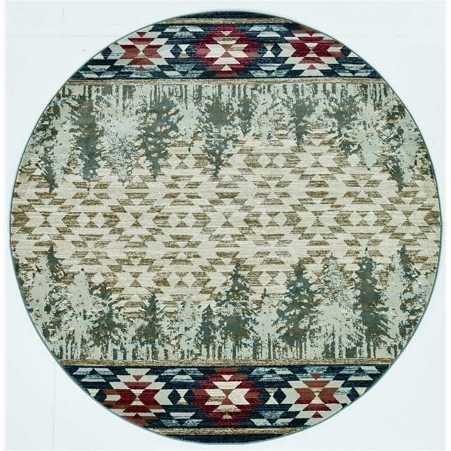 HomeRoots 352683 7 ft. 10 in. Round Polypropylene Ivory Area Rug