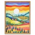 thumbnail image 1 of Tuscan Rolling Hills At Sunrise Abstract Folk Art Art Print Framed Poster Wall Decor 12x16 inch, 1 of 5
