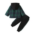 thumbnail image 3 of SYNPOS 2PCS Toddler Baby Boys Girls Hoodie Sweatsuit Warm Outfits Kids Plaid Shirt Top Pants Set for Fall Winter Spring Sets 0-24 Months, 3 of 11