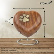 Classic Heart Shaped Rose Wood Pet Memorial Urn, Dog and Cat Urns for Ashes & Funeral Remains, Cremation Memorial Urn Keepsake with Stand, Decorative urn Box - 4 Inch from STONLIF