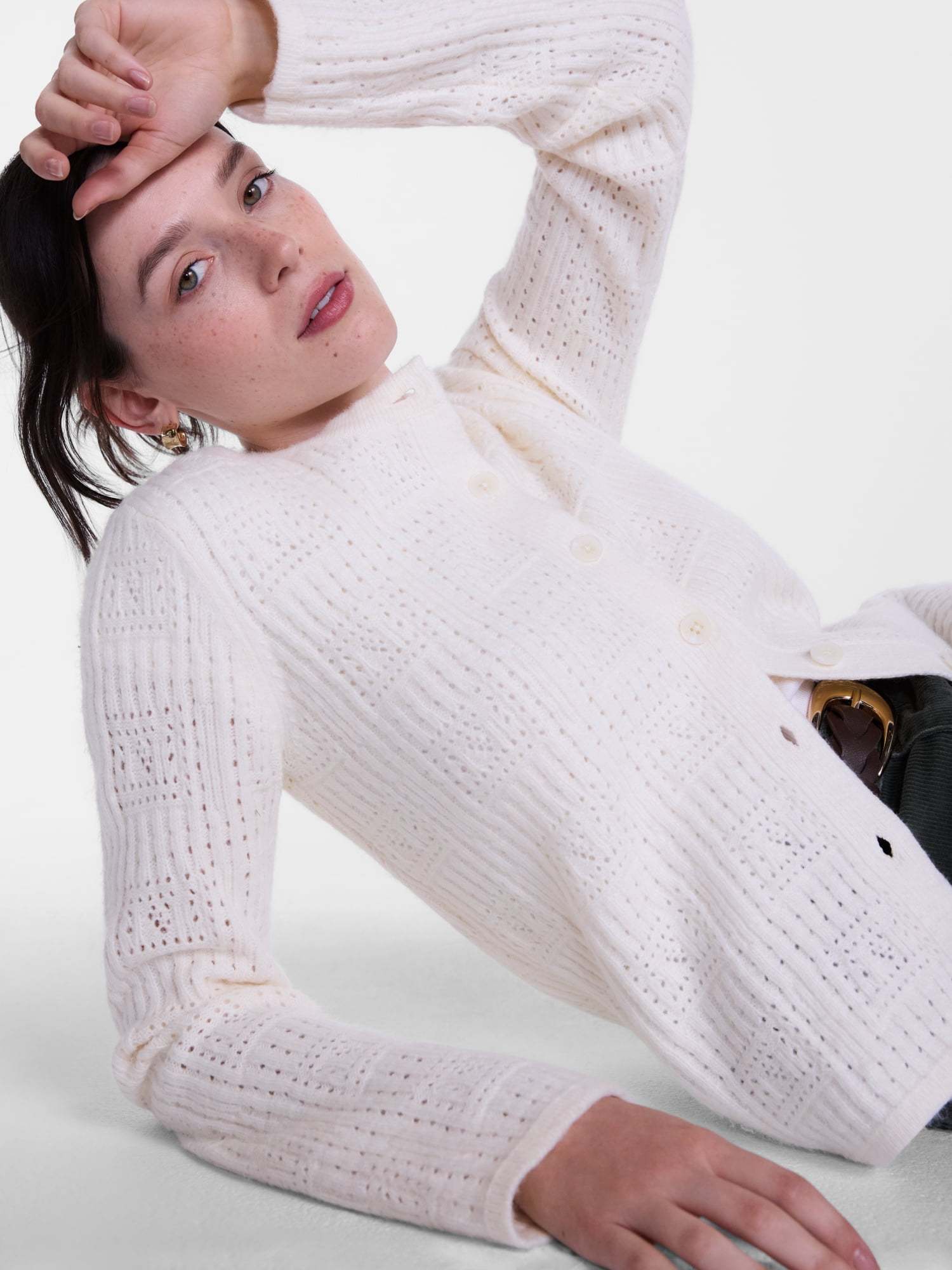 Scenario Women's Open Knit Cardigan Sweater with Long Sleeves, Lightweight, Sizes XS-XXXL