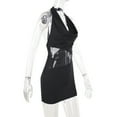 thumbnail image 5 of YueHuiYing Women’s Open Back Sheer Lace Mini Dress Plunging Halter Ruffles Bodycon Short Dress, 5 of 9