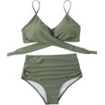 thumbnail image 2 of Traje de baño de cintura alta dividido para mujer, bikini sexy, traje de baño con push-up, conjunto de bikini con vendaje y parte superior de tubo, 2 of 8