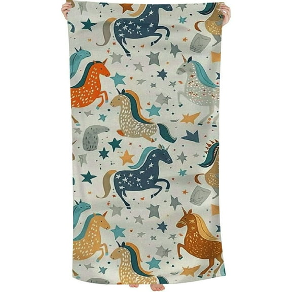 Horse Beach Towel Large Lightweight Microfiber Towel Super Absorbent Sand Free Beach Blanket Thin Quick Dry Pool Towel for Beach Travel Sports Pool Bath Camping Yoga
