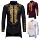 thumbnail image 4 of Camisa africana para hombre, blusas con estampado metálico, mangas largas, atuendos casuales étnicos, ropa tradicional africana, boda, 4 of 4