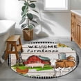 thumbnail image 3 of Round Rugs 3 Ft, Farmhouse Cow Non Slip Area Rugs for Kitchen Bedroom Entryway, Country Sunflowers Pig Cabin Barn Wooden Washable Carpet Runner Rug Floor Mats for Bedroom Home Decor, 3 of 8