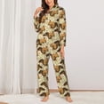 thumbnail image 2 of Honeii Cute Squirrel with Green Leaves Print Women's Pajama Sets Long Sleeve Button Down Sleepwear Nightwear Soft Pjs Lounge Sets 2PCS-Large, 2 of 7