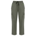 thumbnail image 5 of Athletic Cargo Pant For Womens Liweisiy Drawstring Elastic Waisted Straight Leg Loose Pants Camping Outdoor Trousers With Zipper Pockets Army Green L, 5 of 9