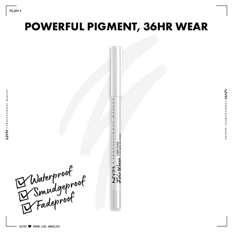Professional Epic Wear Eyeliner White Pure Sticks, Pencil, Long-Lasting NYX Waterproof Makeup Liner