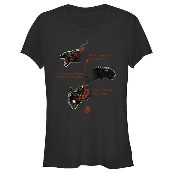 Junior's Game of Thrones Dragons No Matter What They are my Children  Graphic Tee Black 2X Large