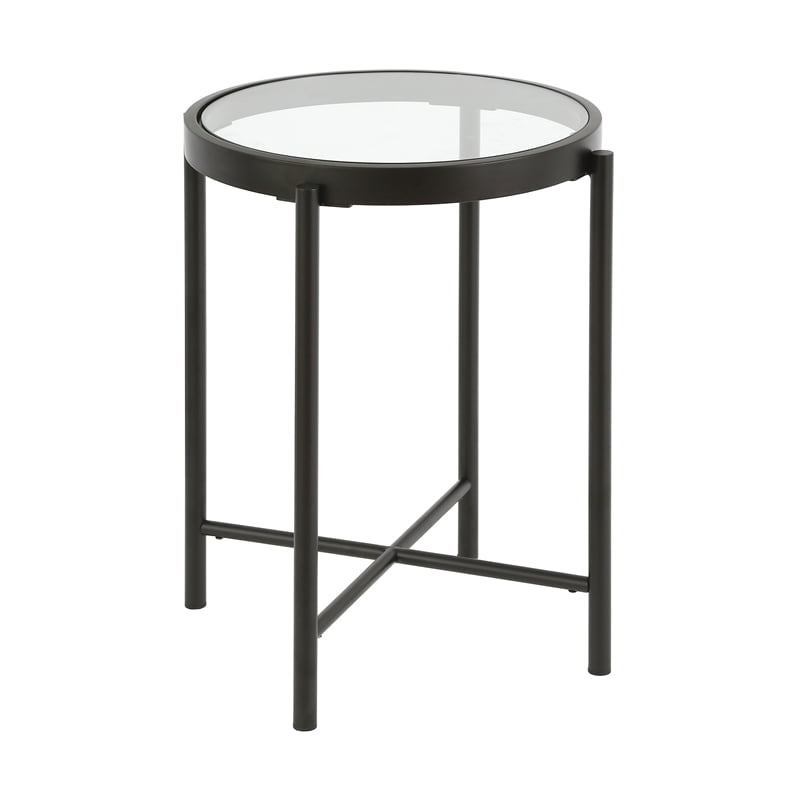 Henn Hart Metal 18 Round Glass Top End, Round Glass Metal End Tables