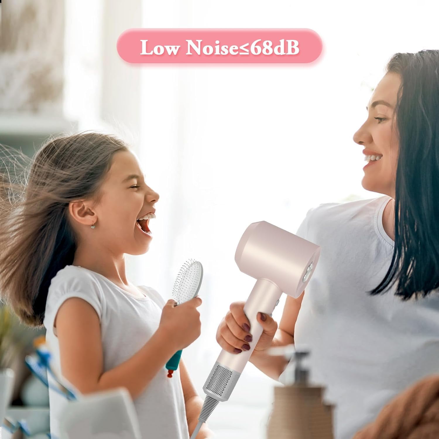 Makeatree Hair Dryers for Women, Fast Drying 1300W Ionic Hair Blow Dryer for Styling Curly Straight Hair,Professional Low Noise Lightweight Design for Home Travel (Pink)