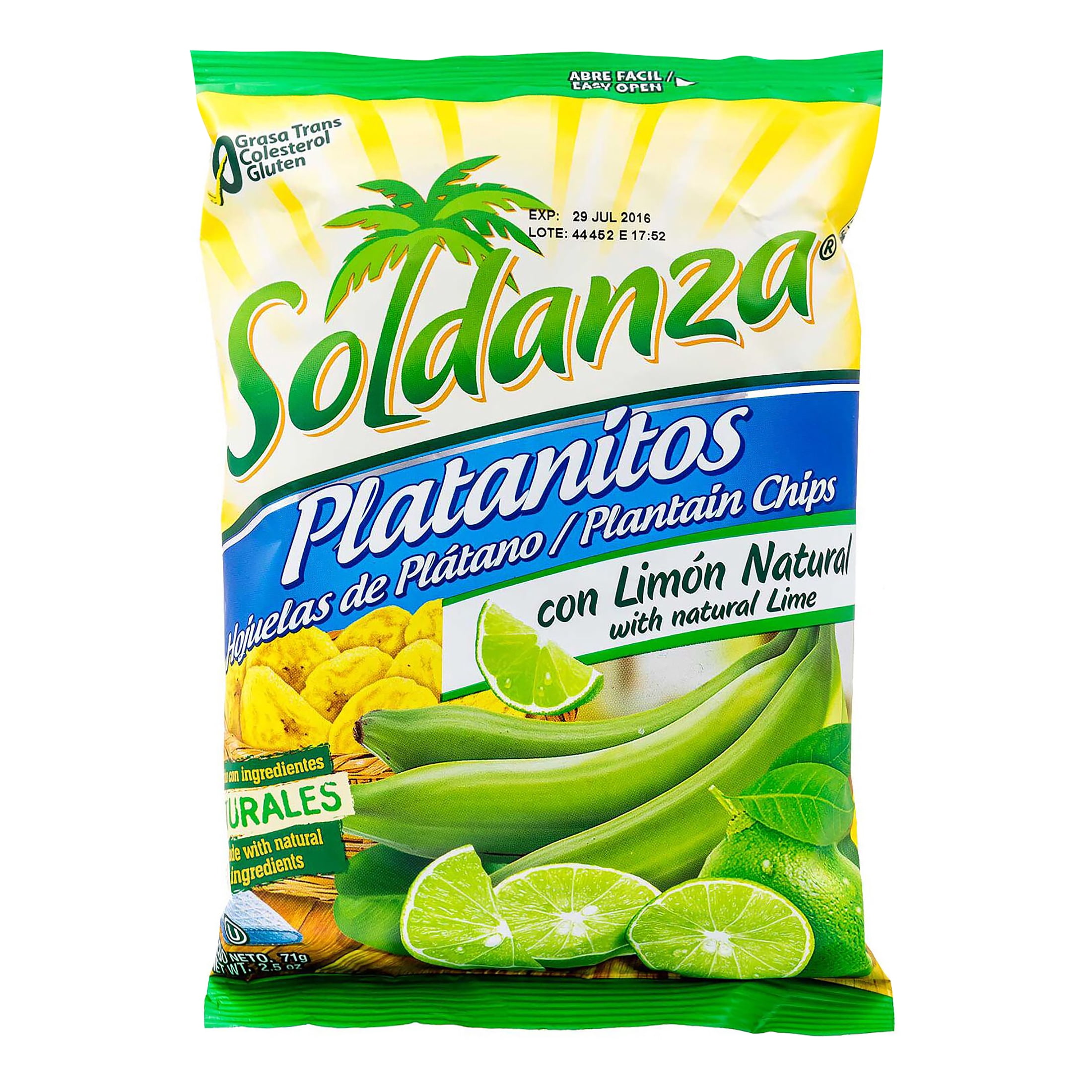 Soldanza Plantain Chips Lime, 2.5 oz