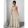 thumbnail image 4 of Off Shoulder Pleated Maxi Dress for Women – Strapless Tube Top Summer Dress with Tiered Skirt, 4 of 10