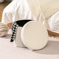 thumbnail image 1 of PINPLUS Pouf Blanc de 15 Pouces avec Rangement, Repose-Pieds Pliable pour Salon, Coffre à Jouets, Siège de Rangement, Repose-Pieds Rond en Forme de Teddy, 1 of 7