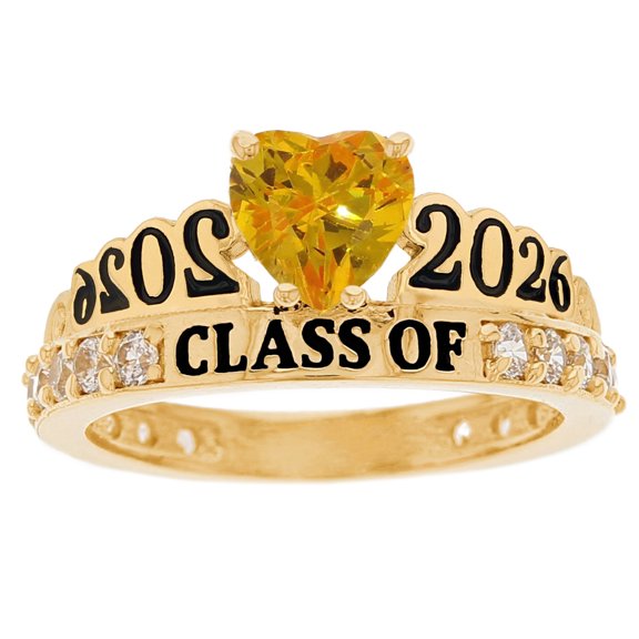 JackAni 10k Yellow Gold Simulated Citrine November Birthstone Gorgeous 2026 Graduation Ring - Size 5.00