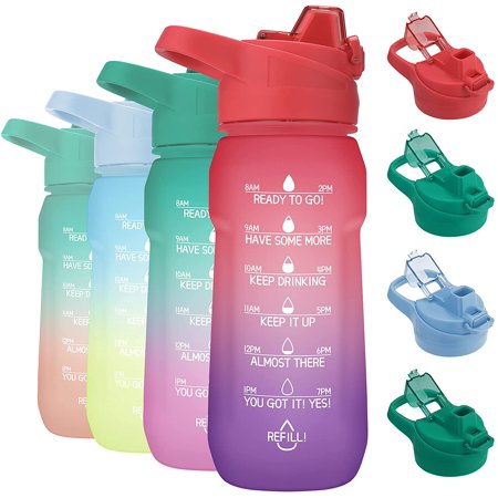 HTAIGUO 32oz Motivational Water Bottle with Time Marker & Straw ...