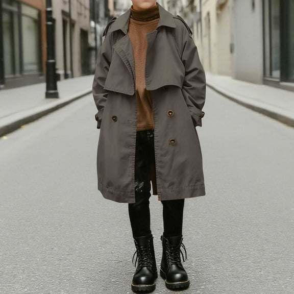 ATOGUTA Boys Classic Buttons Peacoat Kids Trench Coat Winter Pea Coat with Pockets Size 3T-14 Dark Gray
