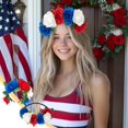 thumbnail image 1 of Xihbxyly Diadema Del Día de La Independencia de Ee. Uu., Diseño Floral Rojo, Blanco y Azul, Rosas Artificiales de Alta Calidad, Cómoda de Llevar, Accesorio Festivo, Ideal para Desfiles, Tamaño 28 X 7, 1 of 6