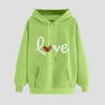 thumbnail image 2 of Jinhomg Heart Print Hooded Sweatshirt for Women Casual Loose Kangaroo Pocket Drawstring Hoodies Fall Comfy Long Sleeve Sweatshirts Daily Wear Mint Green L, 2 of 6