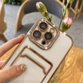 thumbnail image 5 of Plating Wallet for iPhone 14 Pro Case, Bling Glitter Diamond Card Holder Camera Protection Luxury Cover + 2* Screen Protector, Card Slot Case Elegant iPhone 14 Pro Phone Case -Gold, 5 of 12
