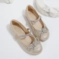 thumbnail image 2 of Rexoro Girls' Mary Jane Flats Kids Sparkly Rhinestone Bow Dress Shoes Princess Girls Shoes for Wedding Party Gold 11 Little Kid, 2 of 6