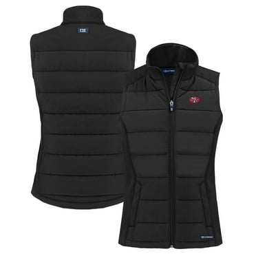 Women's Cutter & Buck  Black San Francisco 49ers Throwback Evoke Hybrid Eco Softshell Recycled Full-Zip Vest