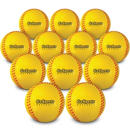 GoSports Foam Training Baseball 12 Pack - Regulation Size Foam Baseballs for Soft & Safe Throwing  Catching and Batting Practice