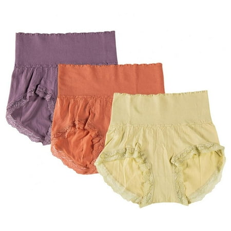

Lace Trim Panties Women Briefs High Waist Briefs Full Coverage Panties Tummy Control Panties Stretchy Underpants Postpartum Nursing Panties 3pcs