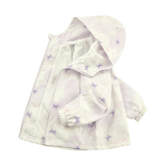 VINUSL Kids Rain Jacket GirlsCute Cartoon Waterproof Raincoat Lightweight Zip Up Outwear Windbreakers with Hood Purple,7 Years