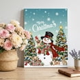 thumbnail image 2 of Canvas Wall Art, Teal Christmas Snowman Framed Canvas Prints for Bedroom Bathroom, Xmas Tree Snowflake Botanical Gallery Wrapped Wall Decor for Home Office, Gifts, 11"x14" Ship Next Day, 2 of 9