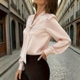 thumbnail image 4 of ShiShine Womens Soft Satin Button Down Shirts Long Sleeve Work Shirt Dressy Blouses Tops, 4 of 9